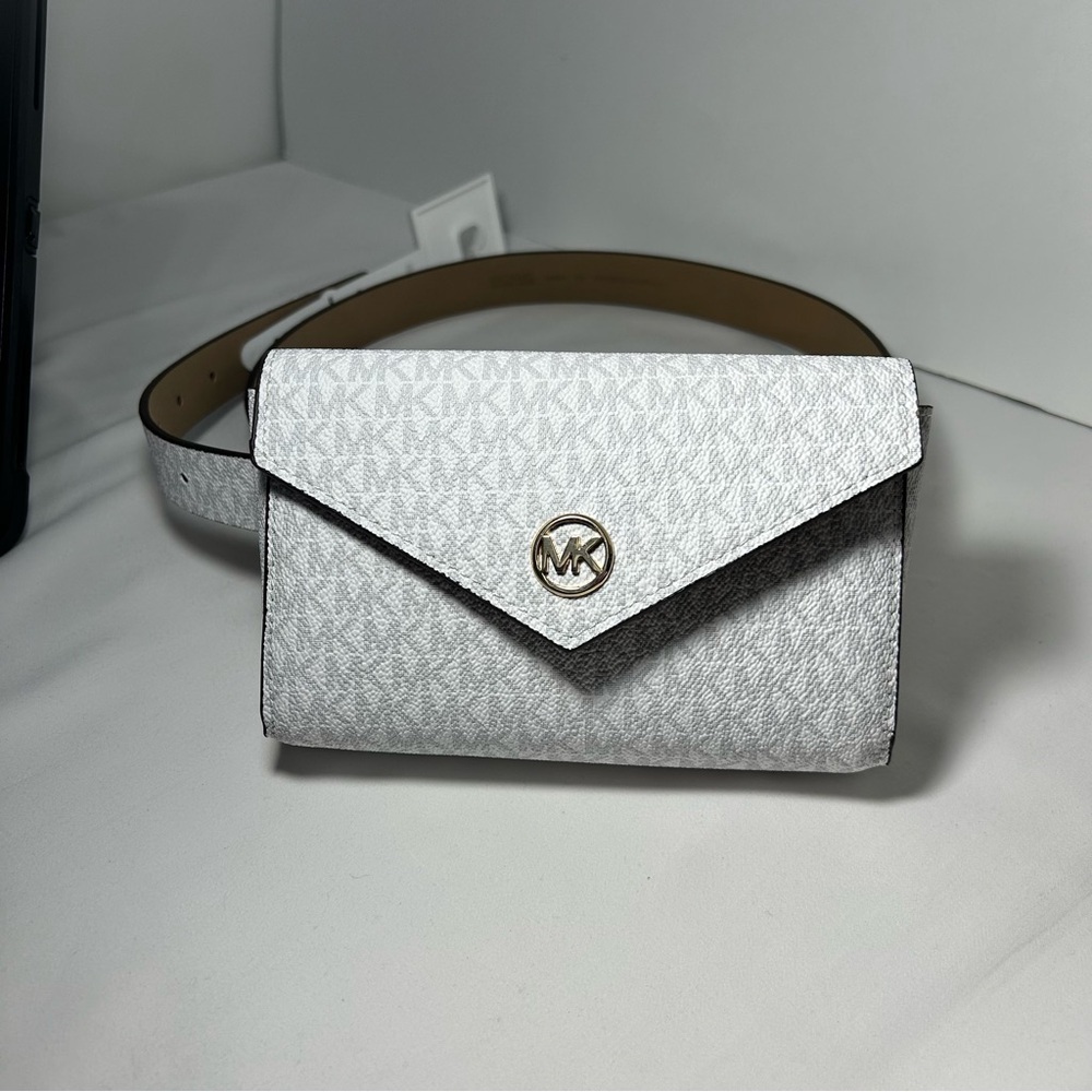 Michael Kors Womens Brown Monogram Adjustable Phone Belt Bag Handbag Size S/M - Picture 5 of 13